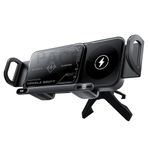 One Touch 2-in-1 Premium Rotating Mobile Phone/Pad Holder, 15W Wireless Charger for Car, Super Stable Sturdy Car Air-Vent Mount for Smartphone/Pad/Foldable Phone, Rechargeable 15-Day Battery.