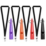 kuou 4 Pcs Professional Dog Whistles, Dog Training Whistle High Pitch Plastic Dog Whistles With Lanyard Keychain for Barking & Recall