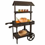 Sunnydaze Country Market Flower Cart Display Stand with Wheels - 2 Shelves - Fir Wood - 30 lb Weight Capacity - Charred Fir