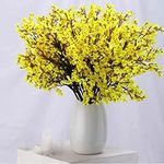 SATYAM KRAFT 1 Bunch Artificial Babys Breath Gypsophila Flowers Bunch for Diwali, Home, Room, Living Room Table, Anniversary, Deepawali Decoration (Without Vase Pot) (Yellow) (Fabric)