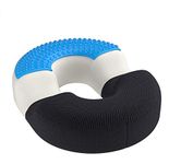 obliq Premium Donut High Density Memory Foam With Cooling Gel To Relieve Coccyx, Piles, Sciatica, Fissure, Fistula, Hemorrhoids & Lower Back Pain, Black, One size