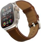 UUPWPOKT Compatible with Apple Watch Band 42mm (Series 10) 41mm 40mm 38mm Men Women, Top Grain Genuine Leather Band Strap for iWatch Series 10 9 8 7 6 5 4 3 2 1 SE, Retro Walnut/Titanium