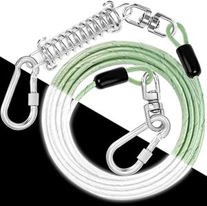 Dog Tie Out Cable: Reflective 100 ft Heavy Duty Dogs Chain for Outside with Shock Absorbing Spring - Dog Runner Leash for Yard Camping Outdoor Sturdy Lead for Small to Large Dog Up to 500LBS