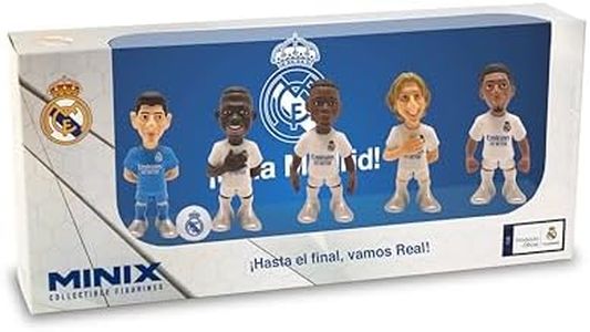 MINIX COLLECTIBLE FIGURINES - 5-Pack of 7cm Soccer Players - Miniature Football Stars, Real Madrid, Courtois, Vinicious, Camavinga, Modric, Bellingham