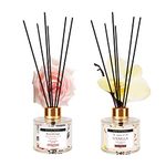 Soul & Scents Vanilla and Midnight Rose Reed Diffuser Glass Set|Free 6 Fiber Reed Sticks with Each|Toxin Free & Stress Relief|Long Lasting|Room Freshener for Home, Bedroom|Combo Pack of 2-120ml Each