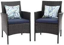 MFSTUDIO Garden Chairs Set of 2, Outdoor Wicker Rattan Chairs with Cushions, Conversation Set for Patio, Backyard, Garden and Poolside
