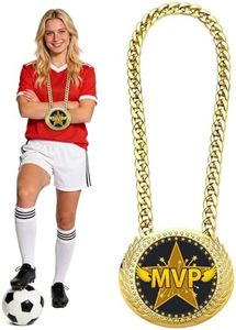 Opxuliix Massive 6 Inch MVP Turnover Chain Medal Award Necklace 6.4 oz Heavy Duty Gold Champion Trophy for Sports Team Gifts Fantasy Football and Top Sales Recognition
