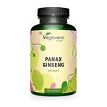 Vegavero Panax Ginseng | 4,800 mg (8:1 Extract) | with 20% Ginsenosides | NO Additives | 120 Vegan Capsules | Korean Red Ginseng