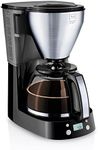 Melitta Easy Top Timer 1010-15, filter coffee machine with glass jug, programmable warming time, black stainless steel
