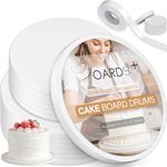 BOARDS+ Cake Drum 10 & 12 Inch (2 Sizes, 10 Pack Total) | Free Prop Up Tool & Matching Ribbon | 1/2" Thick Cake Rounds | Sturdy, Seamless & Greaseproof Cake Circles For Presenting Heavy Cakes