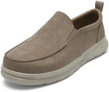 1TAZERO Mens Wide Width Slip On Shoes with Arch Support Insoles Men Lightweight Casual Loafer for Elderly & Wide Feet Plantar Fasciitis Walking Shoes, Lf-khaki, 14 Wide