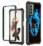 RAUEDWDJS for Cricket Outlast Case,At&t Jetmore Phone Case with Glass Screen Protector,Heavy Duty Hard PC & Soft TPU Bumper Shockproof Protective Phone Case for Cricket Outlast-Crickete Skull