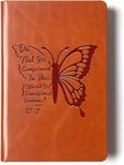 Christian Gifts Leather Notebook Bible Verse Faith Religious Writing Notebook for Women Men Religious Inspirational Christian Gift for Friends Family (butterfly)