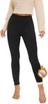 AMIYOYO Fleece Lined Leggings Women Thick Fur Thermal Leggings Winter Warm Black Soft High Waisted Tights Tummy Control Gym Yoga Fitness Stretchy Pants Trousers
