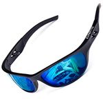 ZILLERATE Polarised Sunglasses for Men & Women, Polarized Sports Sun Glasses, Fishing Golf Running Driving Cycling Sailing Skiing, UV400 Protection Safety Lenses, Wrap Around Men's Shades, Ice Blue