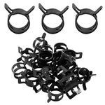 Rierdge 20 Pcs 1/2 Inch ID Spring Band Type Clamps, 12mm Fuel Hose Clamps Fasteners, Black Spring Hose Clip for Fuel Hose Line Water Pipe Air Tube Hose