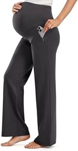 JOYSPELS Maternity Pants Over The Belly Yoga Dress Work Pregnancy Pants Stretchy Lounge Workout Wide Leg Trousers with Pockets