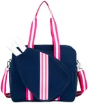 Queen of the Court - Brooklyn Pickleball Bag - Women's Pickle ball tote, Quality Construction, Functional And Stylish Design (Blue/Pink)