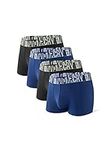 DAVID ARCHY Men's 4 Pack Breathable Bamboo Rayon Trunks (M, Black+Navy Blue)