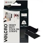 VELCRO® Brand | Heavy Duty Stick On Strips | Industrial Strength Double Sided Hook & Loop Self Adhesive Strips Perfect for Room Décor & Home, Office, Garage Use | Black | 50mm x 100mm | Set of 2