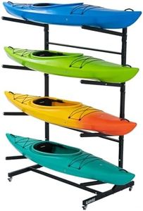 Freestanding Kayak Storage Rack with Wheels, Adjustable Kayak Racks for Garage and Outdoor, Heavy Duty Kayak Stand for Canoes, Kayaks, SUP and Surfboards, 4 Kayaks Storage Holder