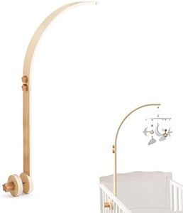 Wooden Crib Mobile Arm | Baby Crib Mobile Arm Wooden Holder | Rotatable Adjustable Anti Slip Attachment Clamp for Sturdy Mobile Hanger (Curved Arm)