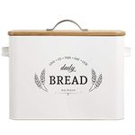 Baie Maison Extra Large White Farmhouse Bread Box for Kitchen Countertop - Breadbox Holder Fits 2+ Loaves - Bread Storage Container Bin - Rustic Bread Keeper Vintage Metal Kitchen Decor for Counter