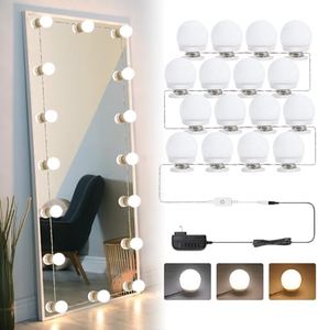 AIBOO Vanity Lights for Mirror, 16 Bulbs Makeup CCT Lighting, Dimmable Brightness & Adjustable Color Temperature, Plug in Stick on for Makeup Dressing Room Bathroom (Mirror Not Included)