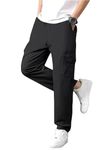 Vogaan Casual Solid Men's Regular Fit Drawstring Cargo Pants with Multiple Pockets | Cotton Cargos for Men (Black_34)