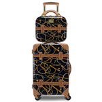 World Traveler Chariot Gatsby Vintage Style 2-Piece Hardside Carry-On Retro Train Case Spinner Luggage Set, Posh Black, 2-Piece Set (Tote/20-Inch), Chariot Gatsby Vintage Style 2-Piece Hardside