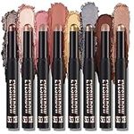 Cream Eyeshadow Stick, Shimmer Eyeshadow Stick Double-ended Eyeshadow Pencil Waterproof Long Lasting Eye Shadow Pencil Crayon Eye Shadow Stick for Women Eye Makeup Easy to Wear (8pcs-SETB)