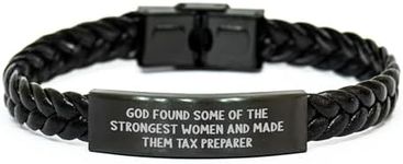 CUCOLUS Funny God Found Some Of The Strongest Women And Made Them Tax Preparer Inspired Braided Leather Bracelet Gifts for Valentine's Day for Her or Him by Mom or Friend