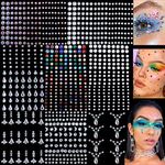 8 Sheets Face Gems Jewels for Makeup 20 Colors Rhinestones Hair Pearls Eye Gems Stick On, Body Jewels Nail Art Festival Party Rave Accessories for Women