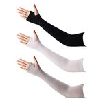 GLAITC Arm Sleeves,3 Pairs UV Protection Cooling Arm Sleeves 3 Colors Arm Sleeve Women Men Summer Sun Arm Cover Sleeves Tattoo Cover for Cycling Driving Golf Hiking Running Black