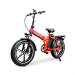 UBOARD Pathfinder EBike - Electric Foldable Fat Tire Bike with Front Suspension, Dual Disc Brakes, 48V Powerful Removable Battery, Long Range, Offroad EBike (Scarlet Red)