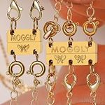 MOGGLY Necklace Layering Clasps 18k Gold Plated, Magnetic Holder for Multiple Strands Plus a Giftable Mini Jewelry Box