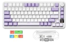 MAMBASNAKE x ATTACK SHARK X85PRO Gasket Mechanical Keyboard, 75% Wireless Gaming Keyboard with TFT Screen&CNC Knob, 2.4Ghz/BT5.1/USB-C, 5 Layer Padding, Hot-Swap Linear Switch, RGB, for PC,MAC,QMK