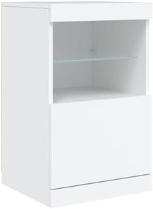vidaXL Modern Sideboard - White Engineered Wood and Glass Living Room Furniture with Vibrant RGB LED Light and Ample Storage Space