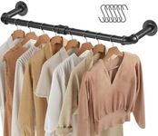 Greenstell Wall Mounted Garment Rack, 36.2" Hanging Clothes Rail, Detachable Retro Industrial Pipe Style Garment Rail, Mounti-Function Wall Coat Bar Rack for Bedroom, Living Room, Kitchen (1 Packs)