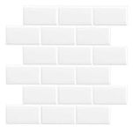 WALPLUS 20-Sheets 15.4x30.5cm Peel and Stick Tile Backsplash Premium Kitchen Backsplash Peel and Stick Tile - Pure White Glossy