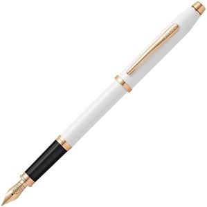 Cross Century II Pearlescent White Lacquer Fine Nib Fountain Pen - Professional Pen for Everyday Use - Smooth Writing - Comfortable Grip - Black Ink - Durable Construction - Includes Gift Box