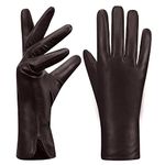 Women's Winter Leather Gloves Nappa Lambskin Touch Screen Gloves Warm Cashmere Lined,Brown,S