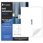 100 Sheets, A4 Sticker Paper Labels, Printable Full Sheet Self Adhesive Labels for Inkjet & Laser Printer, 210 x 297mm