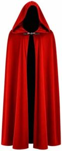 JEGERMIG Red Medieval Hooded Cloak Halloween forest Wizard Costume Cosplay Witch Cape