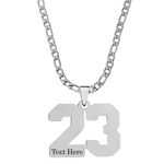 M Men Style 316 Stainless Steel 18K Customize Your 23 Jersey Number Necklace Sports Cricket Soccer Football Basketball Baseball for Boys Men Girls