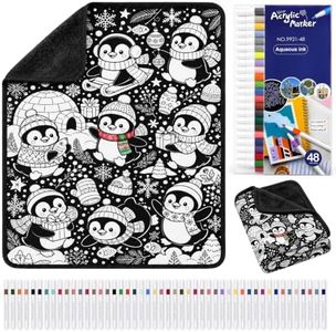 Halloween Washable Coloring Blanket Kit-48-Color Markers for Kids & Adults