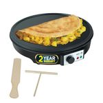 IBELL CRISP300 Dosa Maker Machine, Electric, For Dosa, Roti, Chapati, Paratha, Uthappam, Omelette, Pancake, 31cm Non-Stick Cooking Plate, 2 Years Warranty (Black), 750 Watt