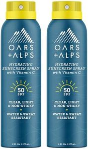 Oars + Alps Sunscreen Spray for Face & Body, SPF 50 Spray Sunscreen Infused with Vitamin C & Antioxidants, No White Residue, Water & Sweat Resistant, All Skin Types, Lightweight, Hydrating, 6oz, 2pk