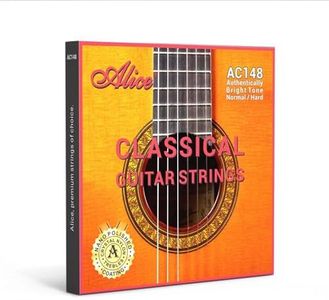 Alice Nylon Classical Guitar String 6 Strings Set with Anti-Rust Coating, Silver Plated, Tie End - Normal Tension (1 Pack)
