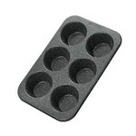 MONFISH Muffin Pan 6 Jumbo Cup Carbon Steel Black Stone Non Stick Coating Muffin Tin 3.5inch Cup 13.385x8.66x1.77 inch